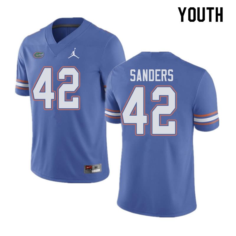 NCAA Florida Gators Umstead Sanders Youth #42 Jordan Brand Blue Stitched Authentic College Football Jersey HJH5564EG